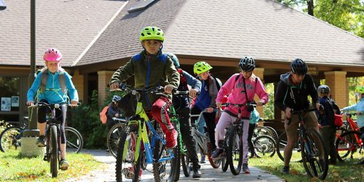 Fifth graders on a biking field trip