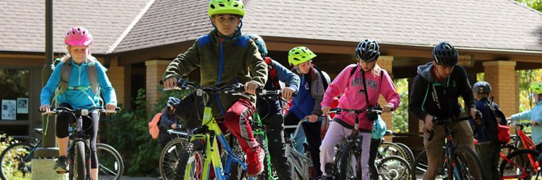 Fifth graders on a biking field trip