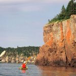 Kayakers on Lake Superior with Gold Rock Point